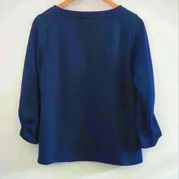 LIZ CALIBORNE | Women's Navy Blue Crewneck  3/4 Length Sleeve Seeater - Picture 3 of 3